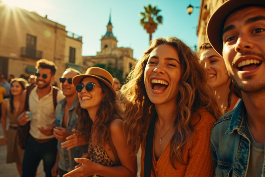 Groupe jeunes en Espagne pour un voyage