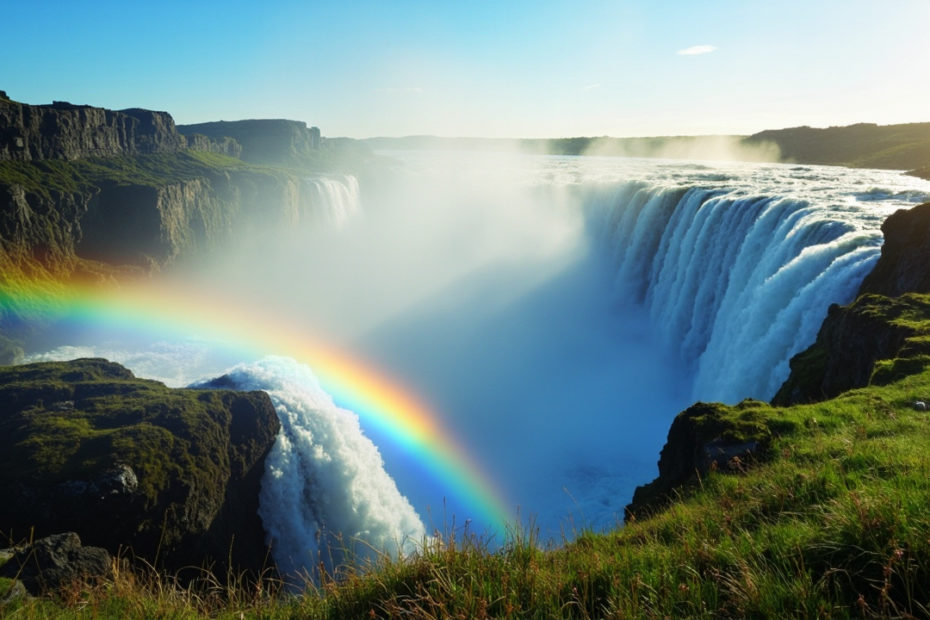 Cascade en Islande sous nuages