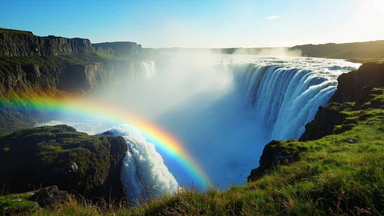 Cascade en Islande sous nuages  
Chute d eau en Islande