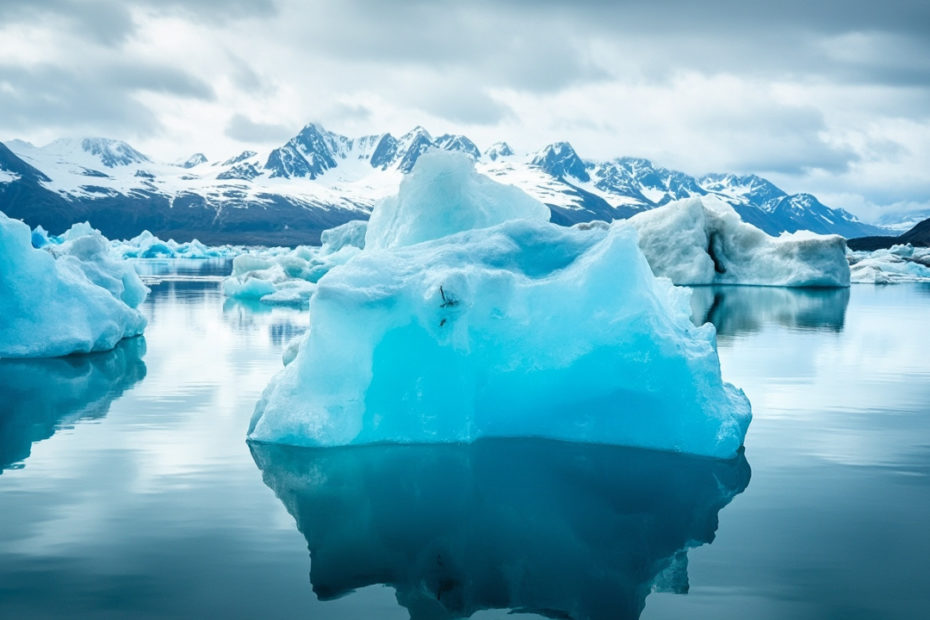 Glacier flottant sur lac gel