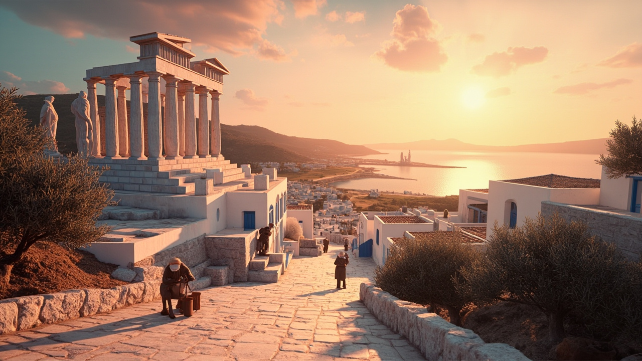 Paysage de Naxos avec montagnes et mer  
Vue de Naxos avec plages et villages